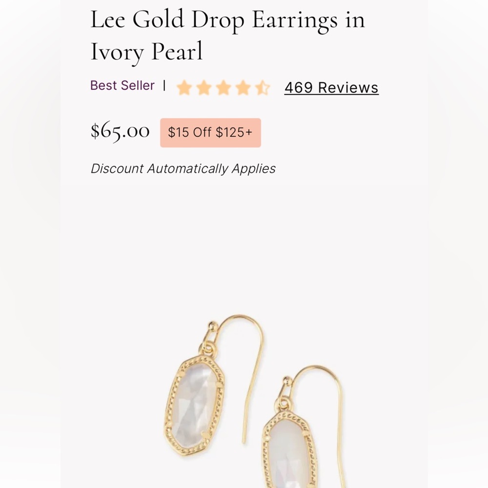 KENDRA SCOTT- Lee Gold Drop Earrings in Ivory Pearl